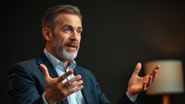 Man discussing autonomous plastic recycling machines indoors.