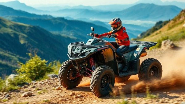 ATV with Smart-Shox suspension traversing mountain terrain.