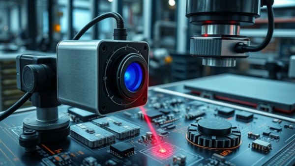 3D scanner examining surface for defect detection in lab setting.