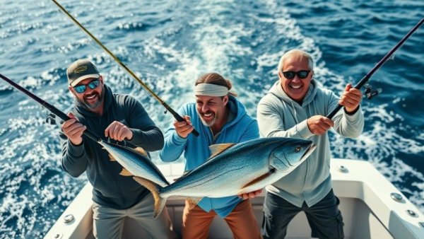 Great Outdoor Shift - People fishing joyfully on a boat.