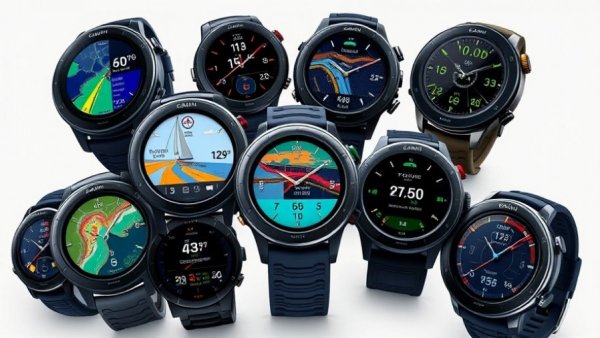 Collage of Garmin watches ideal for sailing with navigation screens.