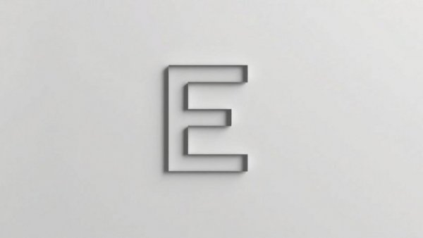 Abstract letter E on gray background.