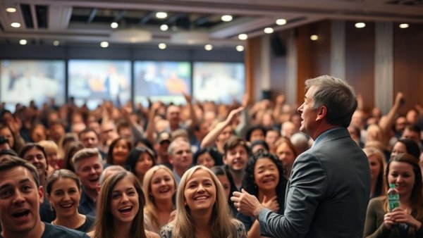 Celebration of Neora's Record Growth with enthusiastic audience.