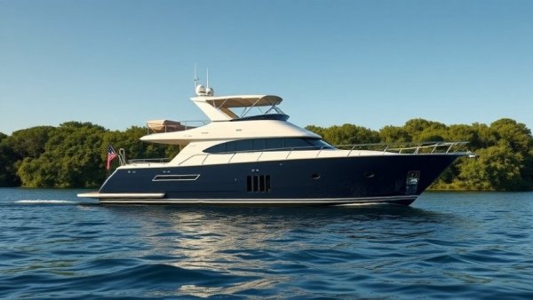 Elegant Grand Banks 47 Heritage yacht for sale cruising on calm waters