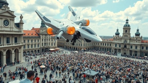 AI image generation futuristic scene with robot and digital art.