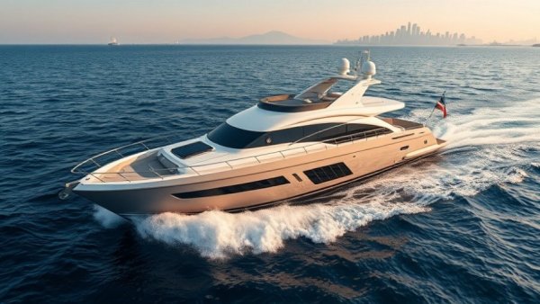 Outer Reef 860 for sale cruising on open ocean under clouds.