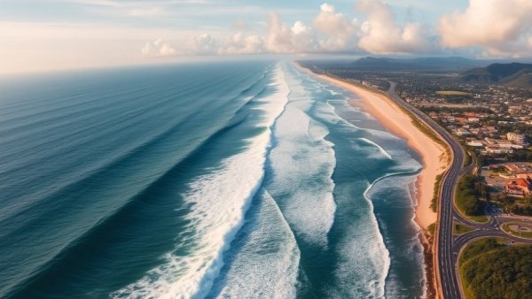 Aerial view of Rincon Classic Surf Contest waves rolling toward the coast.