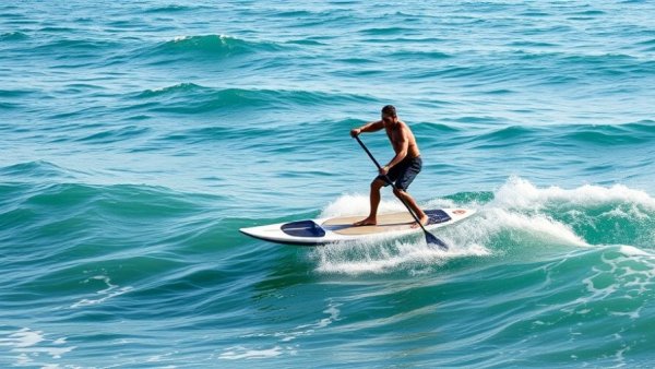 Surfer on a Shark SUP Surf+ Inflatable 2025 riding ocean waves.