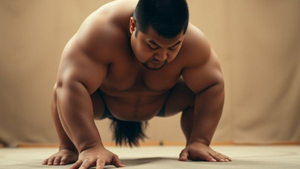 Sumo wrestler poised in intense match stance, Strategic Energy Resources context.