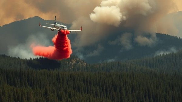 Aerial firefighting in Wyoming forest for wildfire prevention.