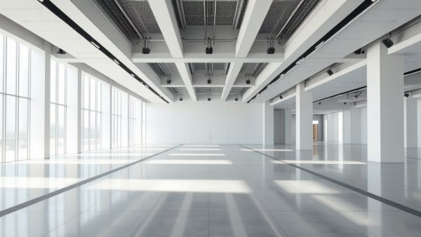 Modern interior with sealed suspended floors in a minimalist design.