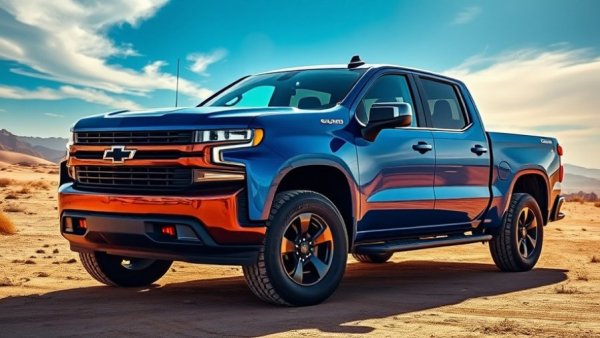 2022 Chevy 1500 Duramax diesel truck on desert terrain with bright sky.