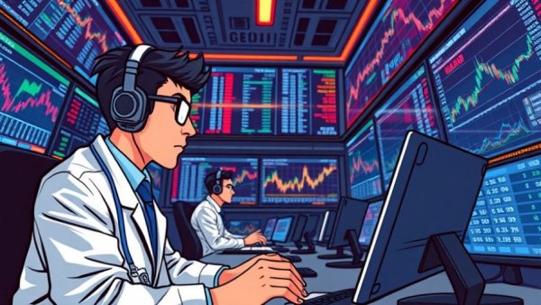 Futuristic analysts analyzing data in trading room for Galaxy hedge fund launch.