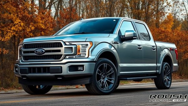 2026 Roush Performance Ford F-150 parked with autumn forest backdrop.