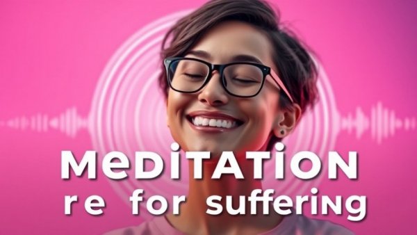 Meditation techniques for suffering promotion with smiling woman.