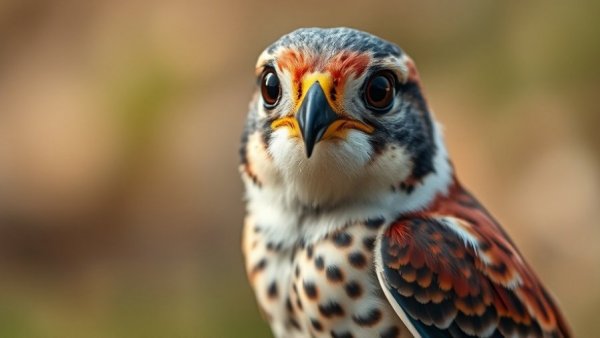 American Kestrel improving food safety, close-up portrait in natural setting.