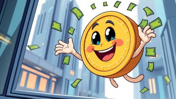 Farcaster return $180 million depicted by a coin handing out cash.