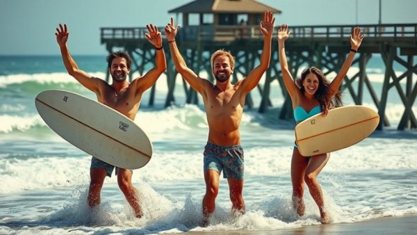 San Clemente surfers QS rankings celebration on the beach