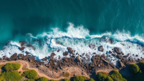 WSL Championship Tour Raglan coastline from an aerial perspective.