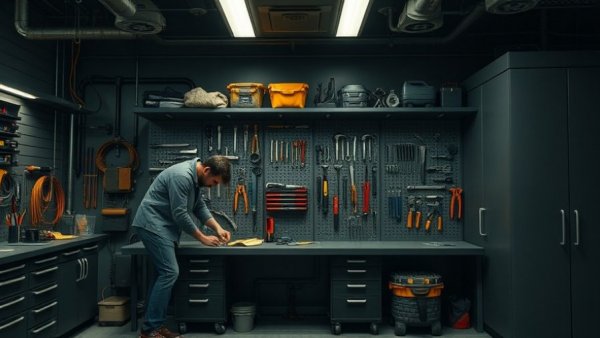Person organizing tools in a modular hand tool storage system.