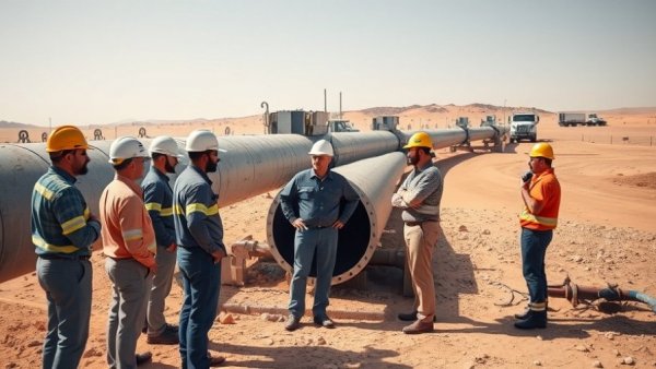 Engineers inspect injection well in Permian Basin lawsuit context, open desert setting.