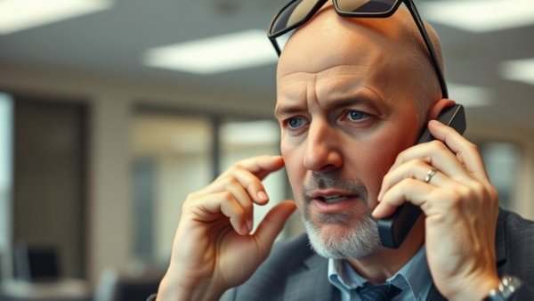 Candid shot of a man on phone, possible SoCal surfer theft scheme.