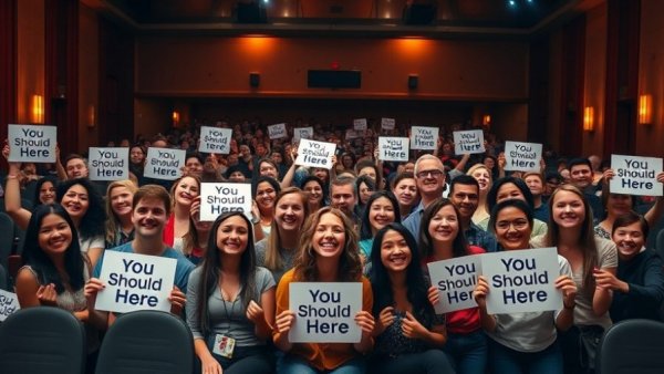DreamTrips Relaunch Cruise 20th Anniversary celebration with a large group on stage holding signs.