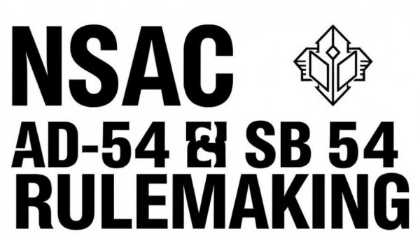 NSAC statement on California SB 54 regulatory process graphic.