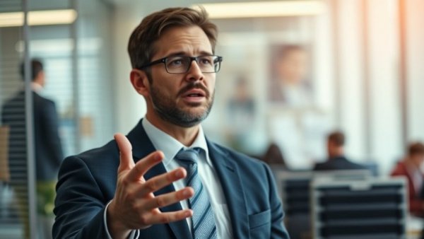 Man discussing oil water separation concept in an interview setting.