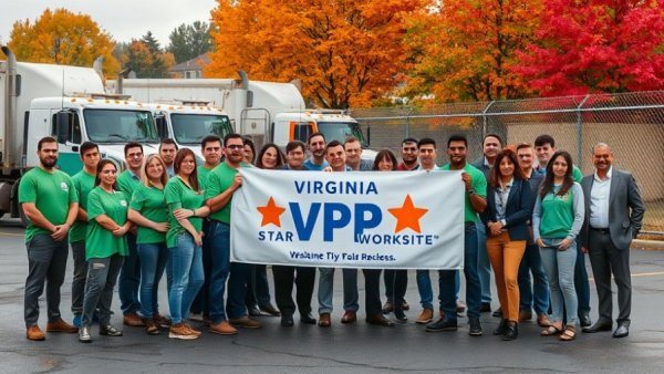Group holding 'Virginia VPP Star Worksite' banner, signifying VPP Star safety designation.