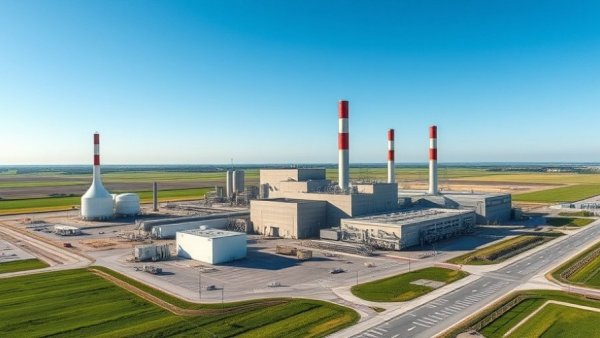 North Dakota natural gas power plant with clear sky.