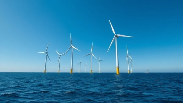 U.S. offshore wind industry challenges with towering turbines at sea.