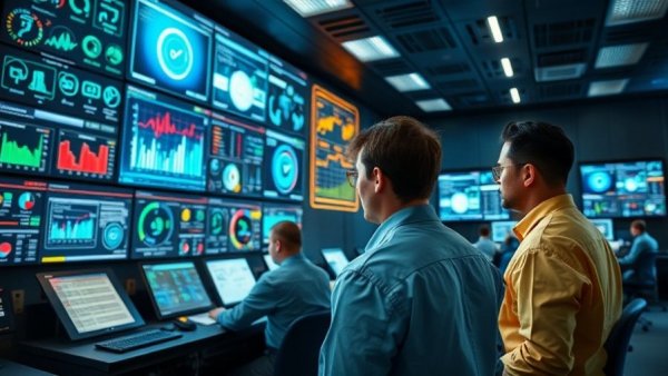 Futuristic energy control room monitoring Global Energy Transition.