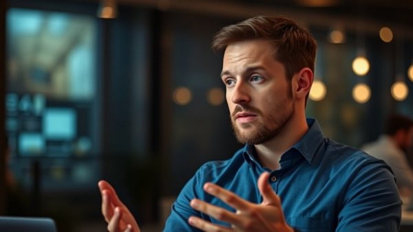 Man discussing Pyrolysis Technology for Plastic Waste in an interview.