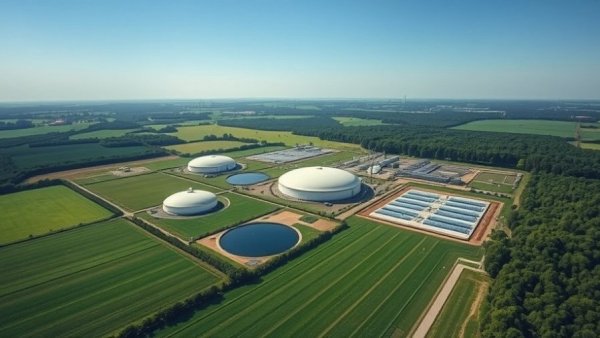Aerial view of North Carolina biogas facility using hog waste.