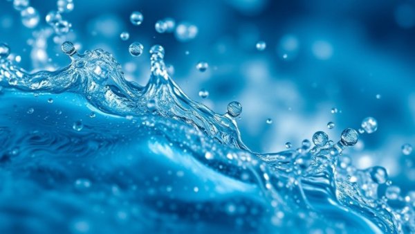 Dynamic water droplets showcasing AI power generation strategy.
