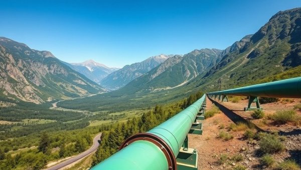 Scenic view of a pipeline in a mountainous Arizona valley.