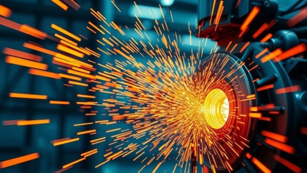 Industrial machine emitting sparks, showcasing prime movers reliability for power generation.