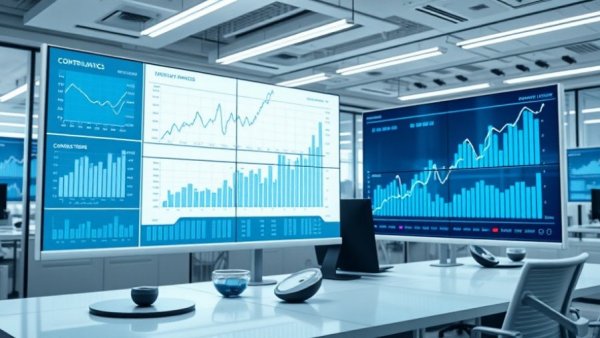THS Maple Holdings Ltd. financial results displayed as charts and graphs in an office.