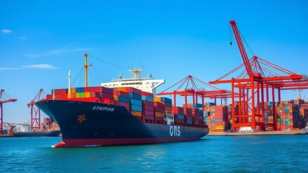 Wilmington Harbor dredging project showcasing large cargo ship and cranes.