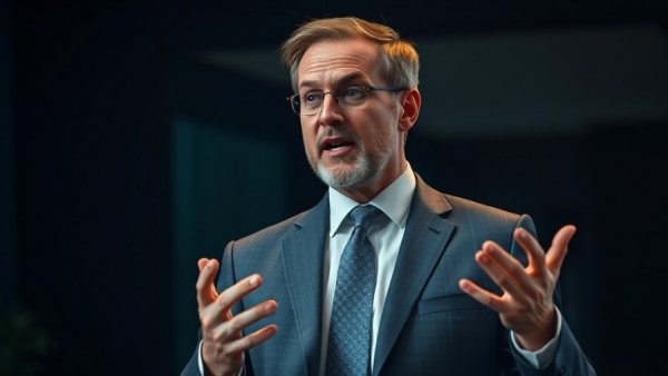 Professional discussing plastic waste and marine impact in interview.