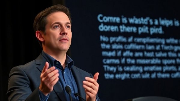 Professional speaker addressing landfill plastic waste solutions.