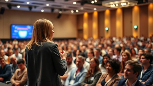 LivePURE network marketing seminar with a large engaged audience and speaker