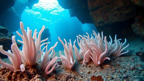 Submersible exploring deepest underwater communities with tube worms.