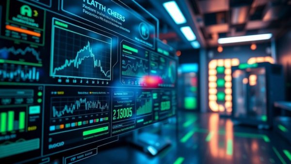 Futuristic digital interface for capital access platform in life sciences.