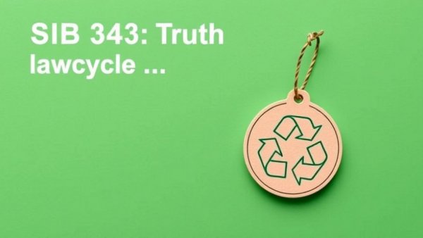 California SB 343 Truth in Recycling statement graphic with eco-friendly symbol.
