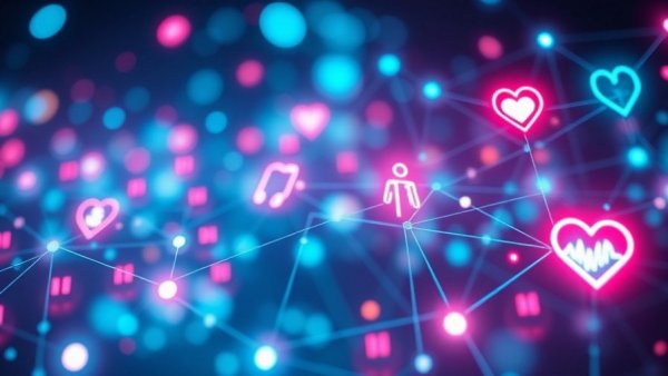 Abstract mobile-health network technology illustration