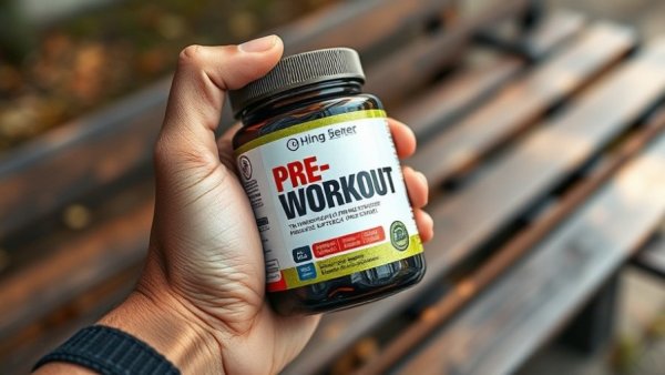 Does pre-workout contain calories? Close-up of supplement.