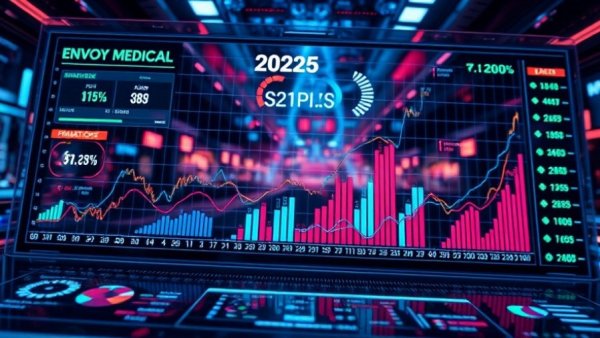 Envoy Medical 2025 financial results displayed on a futuristic digital interface.