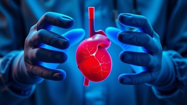 Digital liver held by gloved hands, focusing on medical treatment.